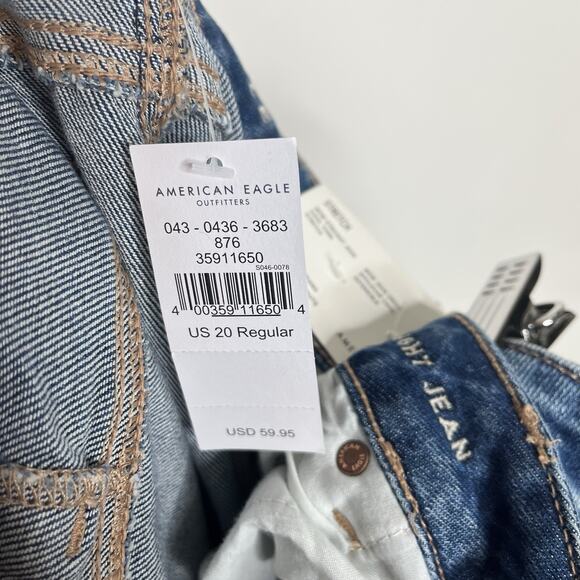 American Eagle Mom Straight Jeans Womens Size 20 Distressed High Rise Stretch - Picture 9 of 9